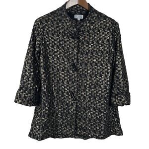 JM Collections Women's Jacket Gold and Black Holiday Formal Blazer Size S